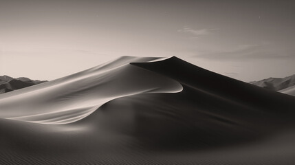 Moonlit night in the sahara desert, with endless sand dune