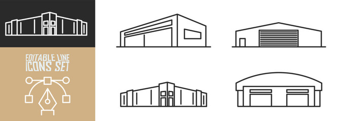 set of warehouse line art icon logo Design Vector Illustration