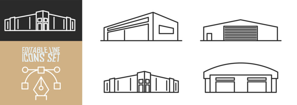set of warehouse line art icon logo Design Vector Illustration