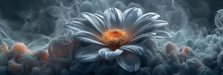Majestic Flower on Dark Grey Canvas