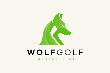 Wolf golf logo design vector