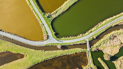 drone view of the salt marshes of Ile d Olonne, Vendee, France