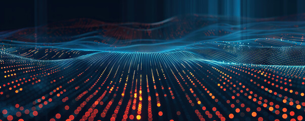 Digital abstract backdround for technological operations, neural networks, AI, data transmission and encryption, digital archives, audio and visual representations, scientific research. Copy space