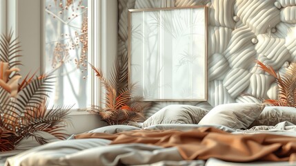 Modern Minimalist Bedroom Interior with Natural Elements