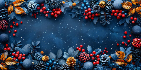 Vibrant Winter Wonderland Illustration with Hand-Drawn Doodles on Canvas