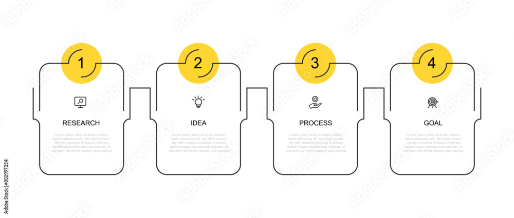 Poster Vector template infographic with 4 step line connected
