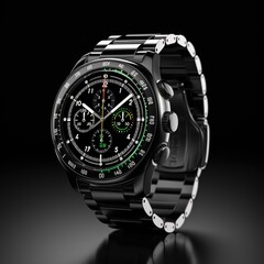 Smart analog watch isolated on dark background