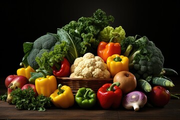Vegetables isolated on black background