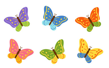 Vector illustration of colorful butteries.