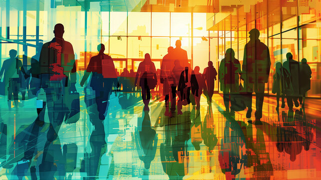 people of diverse backgrounds gather at a community center, where resources and support services are available to all residents, promoting economic equality and social cohesion.