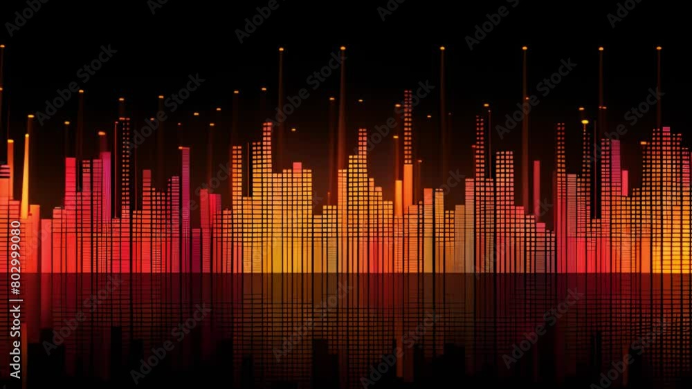 Poster a sound board showcasing a variety of sound waves in different intensities and frequencies.