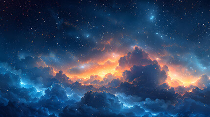 Fototapeta premium Celestial Canvas: Starry Night Sky Illustration with Vintage Flair