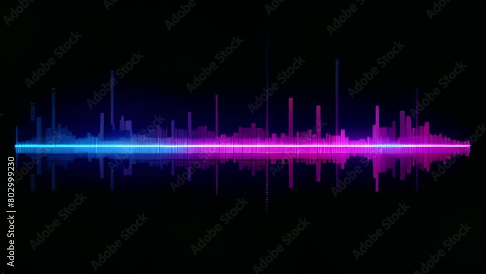 Poster a visual representation of a sound wave moving across a black backdrop.