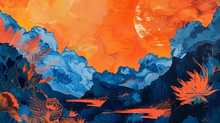 The background is completely mix Orange and blue with no texture 