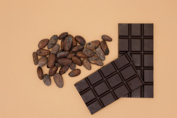 Cocoa beans. Chocolate bars. Bean-to-bar chocolate making.