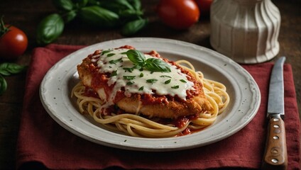 Fototapeta premium A plate of chicken parmesan