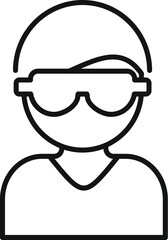 Person with sleeping mask make spiritual practice icon outline vector. Sitting pose. Relax guy