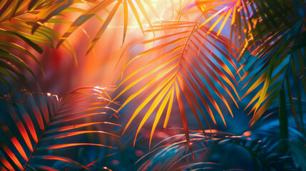 Bright sunlight reveals the vivid green and warm patterns of a tropical plant, epitomizing a peaceful, sunny day.