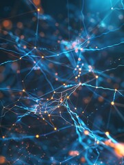 Interconnected Neural Network Nodes Showcasing Intricate Digital Brain Dynamics