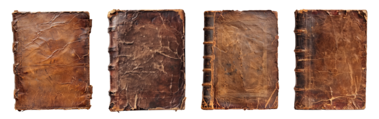 Brown Leather Book, transparent background, png set