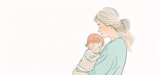 Cute mothers day illustration with copy space