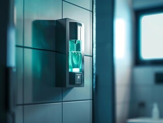 Mouthwash Dispenser Installed in Public Restroom for Convenient Breath Freshening