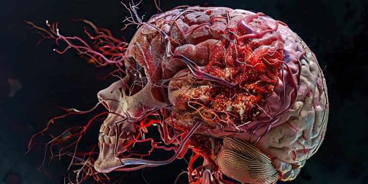 Primary Angiitis of the Central Nervous System (PACNS): The Brain Vasculitis and Neurological Deficits - Imagine a person with highlighted brain showing vasculitis
