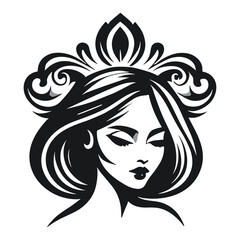 Beauty feminine woman queen logo vector illustration