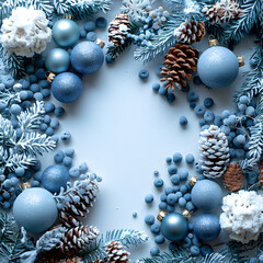 Winter Serenity: Christmas Illustration with Ornaments and Decorations on White Canvas