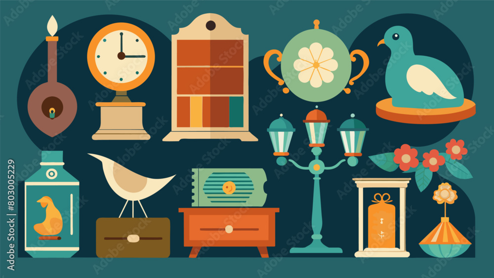 Poster antique trinkets and curiosities from past eras are thoughtfully curated and displayed adding a touc