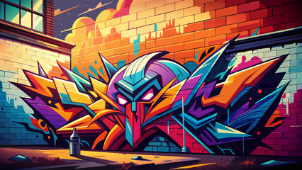 Fototapeta premium Vibrant Street Art Mural with Abstract Graffiti Design