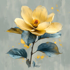 Vintage-Style Magnolia Bloom Illustration
