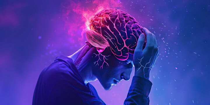 Radiation Necrosis: The Brain Tissue Damage and Cognitive Decline - Imagine a person with highlighted brain showing effects of radiation therapy