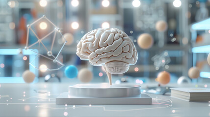 human brain with success business management elements, knowledge or wisdom, competence or intelligence to improve capability concept