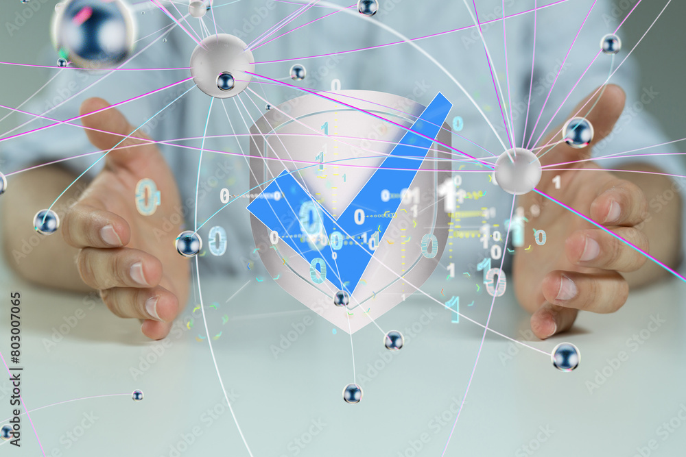 Poster cybersecurity and information or network protection 3d