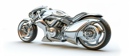 Design a futuristic motorcycle with a sleek and aerodynamic design. The motorcycle should look like it is from the year 2080.