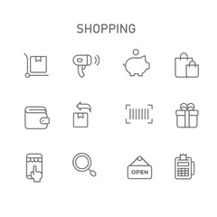 set of shopping line vector icons , online shopping icon