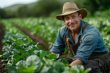 A dedicated farmer tending to crops and livestock with care and expertise, their hard work and agricultural knowledge sustaining communities and feeding the world