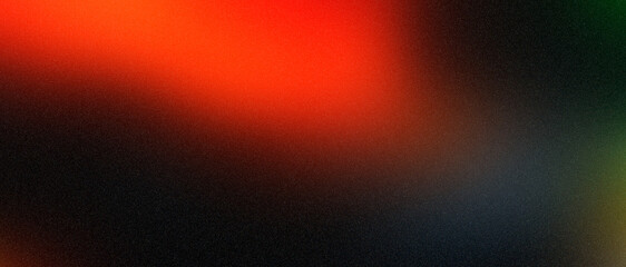 Bright Orange red dark green background gradient grainy color with noise on a dark background. A banner with an empty space for design, celebration, advertising, business, text