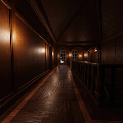 3D rendered interior of a corridor from a classic villa 
