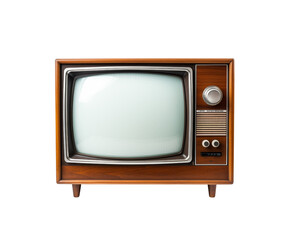 Vintage wooden television set with a blank screen, isolated on white, a retro technology classic. Generative AI
