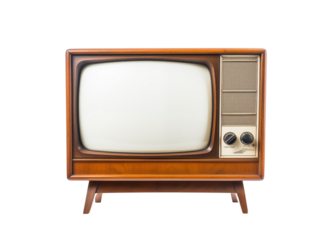 Vintage wooden television set with a blank screen, isolated on white, a retro technology classic. Generative AI
