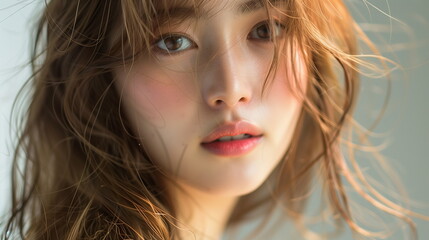 Fototapeta premium 茶髪の若いファッションモデル