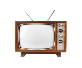 Vintage wooden television set with a blank screen, isolated on white, a retro technology classic. Generative AI