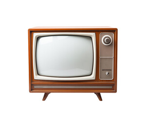 Vintage wooden television set with a blank screen, isolated on white, a retro technology classic. Generative AI