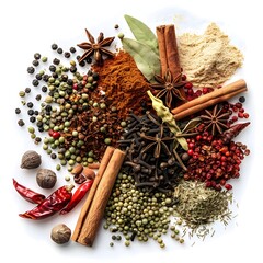 Indian Garam masala powder and colourful spices. selective focus
