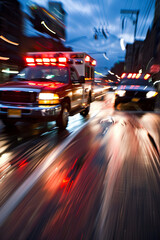 ambulance on emergency car in motion blur
