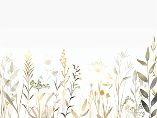 watercolor painting of a delicate floral, featuring wildflowers in soft pastel hues. Fragile and lightweight. minimalism style. perfect for cards, invitations