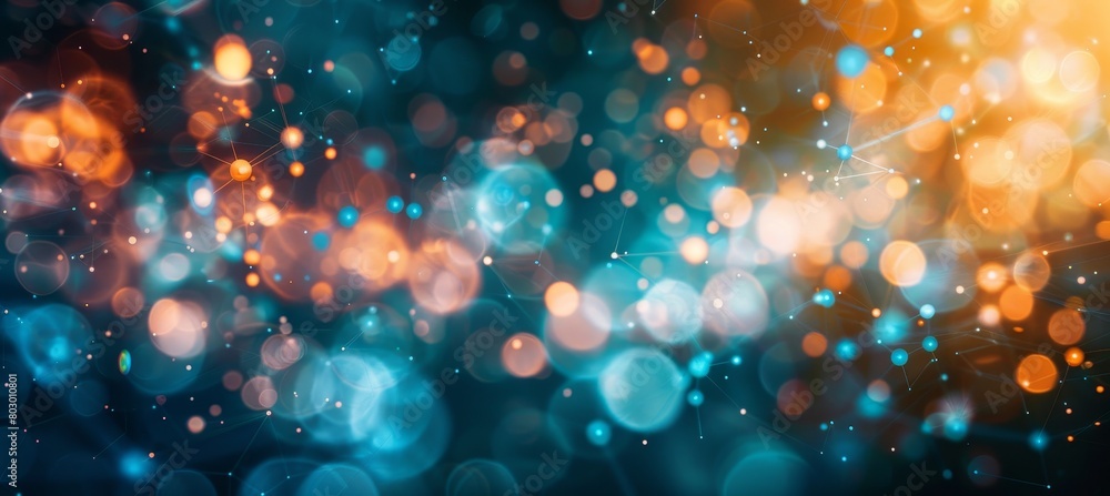 Poster dynamic network of linked points on vibrant blue background symbolizing communication