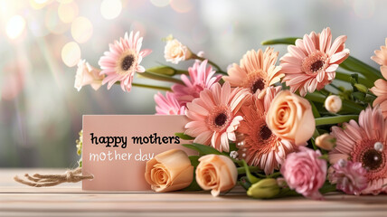 exquisite background with delicate pink roses on a wooden surface. Mother's day concept